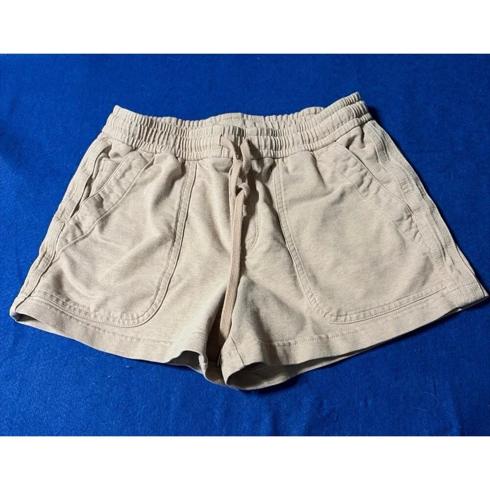 Athleta Heathered Oatmeal Drawstring Pull-On Shorts Size 8